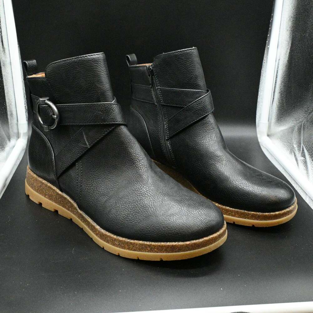 Eurosoft Sofft Laelia Women Ankle Boots Black Buckle Side Zip Booties Size 10 M